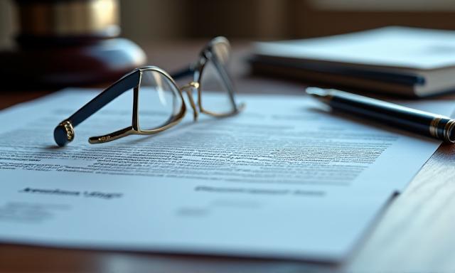 Legal document templates on a dark desk